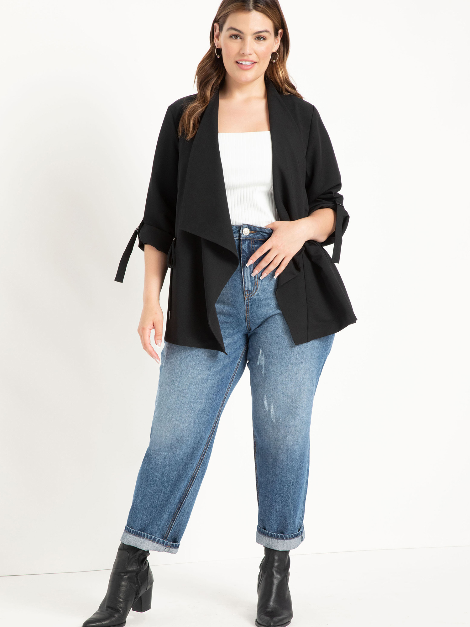 ELOQUII Elements Plus Size Utility Jacket with Waterfall Front - image 4 of 4