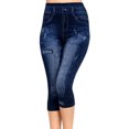 thumbnail image 1 of Innerwin Jeggings Capri en Denim Imprimé à Taille Haute avec Contrôle du Ventre pour Femmes, Bleu, P, 1 of 2