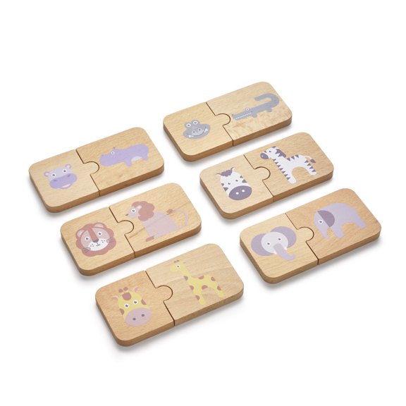 Moover 12 Piece Wooden Block Puzzle For Toddlers 18m , Wildlife