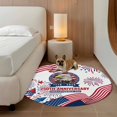 thumbnail image 3 of Independence Day Washable Round Area Rug 5 ft, U. S. Flag Cartoon Firework Bald Eagle Face, Soft Non Slip Rugs Stain Repellent Indoor Felt Carpet for Living Dining Room Bedroom Home Office, 3 of 9