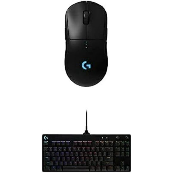 Logitech G Pro Wireless Gaming Mouse & G PRO Mechanical Gaming Keyboard, Ultra Portable Tenkeyless Design, Detachable Micro USB Cable, 16.8 Million Color LIGHTSYNC RGB Backlit Keys
