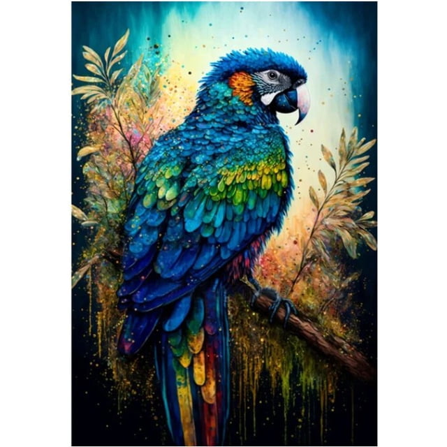 Kits de punto de cruz de pintura de diamantes, bordado de diamantes de fantasía, loros azules, pájaro, peonía, flor, mosaico de diamantes, decoración de taladro completo