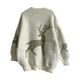 thumbnail image 4 of Suéter Divertido Gibobby de punto manga larga cuello redondo Jacquard dorado suelto mujer Otoño Invierno Blanco M, 4 of 5