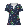 thumbnail image 3 of Naloa Dinosaur Astronaut Print T-Shirts Short Sleeve V Neck Tees for Women Fashion Tops Trendy Lightweight Soft Casual Summer Outfits Clothes, 3 of 5