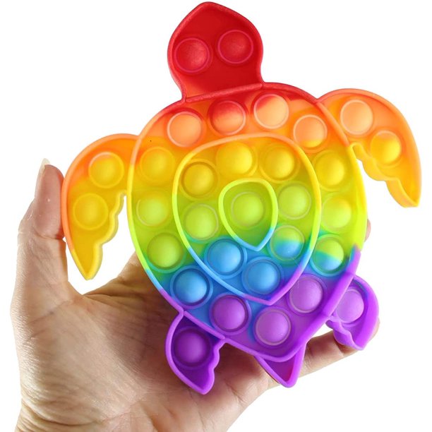 Rainbow Turtle Bubble Pop Fidget Toy Ocean Sea Animal Silicone Push