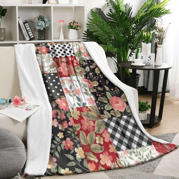 Pioneer Flower Floral Print Pattern Blanket,Comfortable Soft Flannel Throw Blanket,All Season,Warm Lightweight Blankets for Sofa Bed Couch Living Room Chair,50"x60"