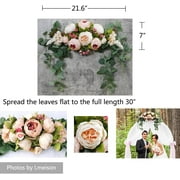 HAOSHICS Wedding Arch Flowers, 30 Inch Rustic Artificial Floral Swag for Lintel, Arbor and Ceremony, Green Leaves Rose Peony Door Wreath Reception Backdrop Home Decoration, Champagne