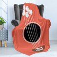 thumbnail image 4 of Bar Soft Flannel Fleece Throw Blanket, Acoustic Guitar Hole and Wine Glasses as Strings Musical Atmosphere, Cozy Plush for Indoor and Outdoor Use, 60" x 80", Salmon White, by Ambesonne, 4 of 5