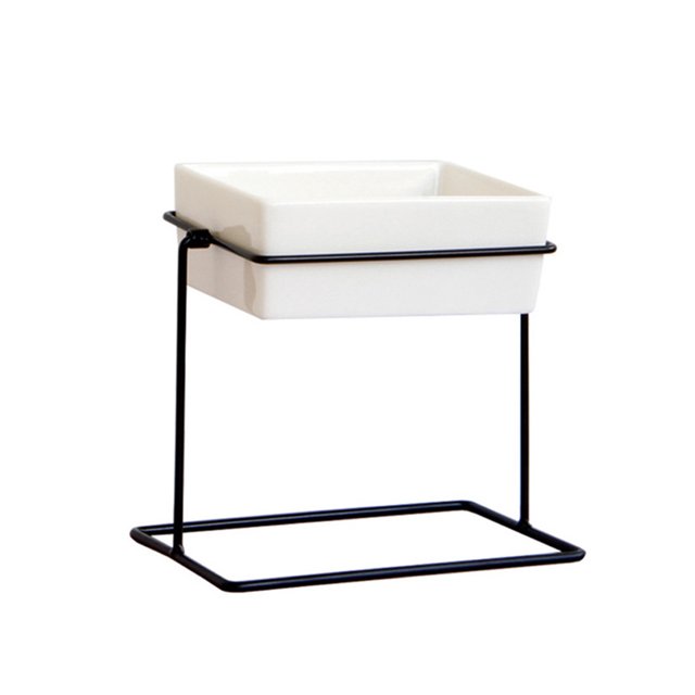 Billuyoard Maceta de cerámica, reemplazo Rectangular de Color sólido, portátil, elegante, tambaleante, balcón, oficina, Club, Bar, florero, maceta Jardín y Patio Negro Billuyoard HA083861-02
