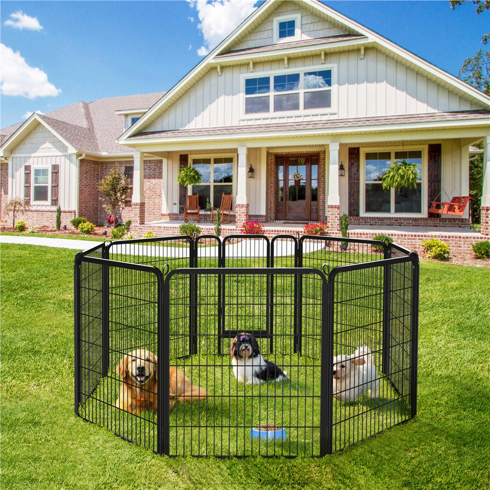 Renwick 8 Panel Heavy Duty Dog Playpen, Indoor & Outdoor, Black
