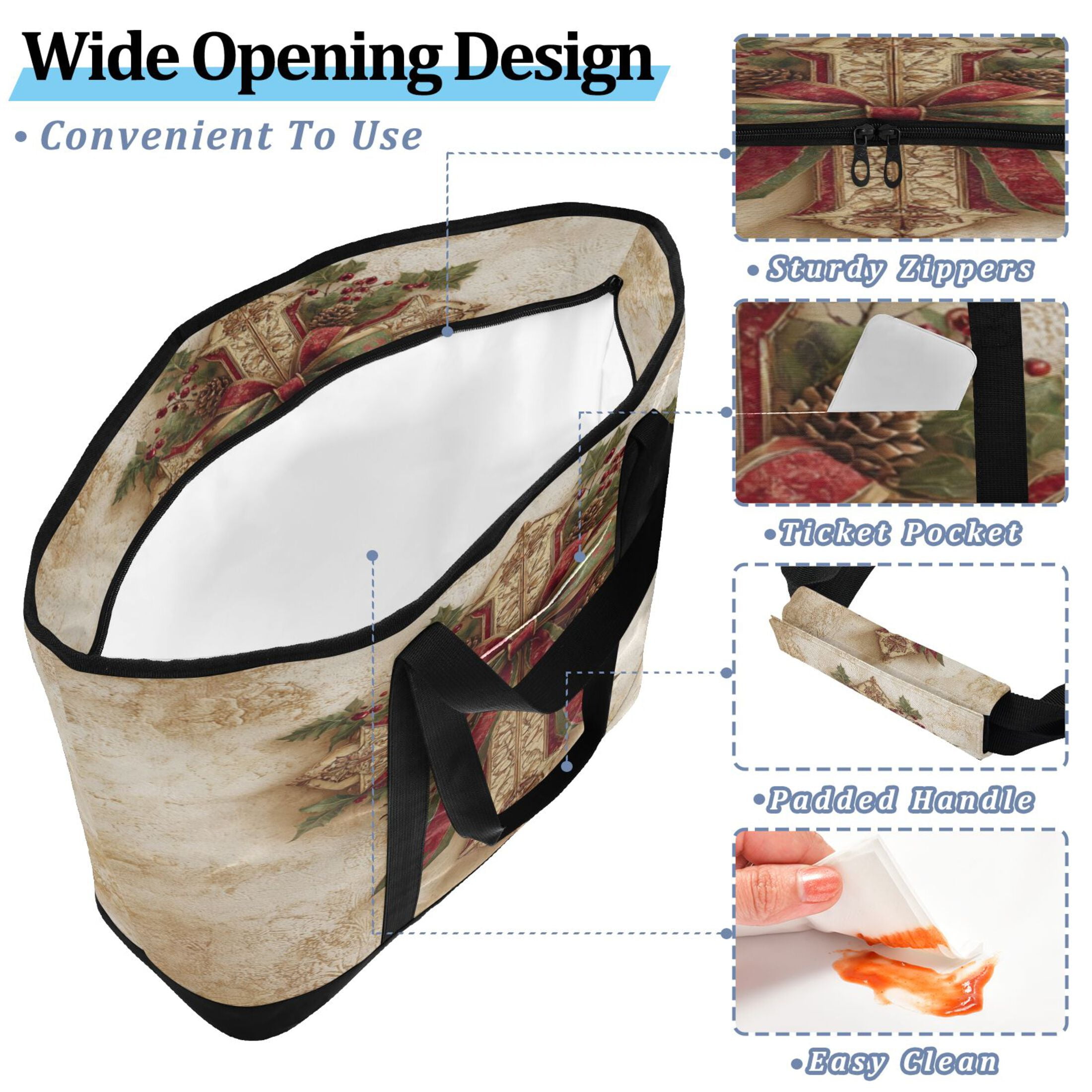 Large Hand-held Ice Pack Picnic Bag Insulation and Refrigeration Suitable for Shopping Picnics and Camping Lovely Christmas Cross
