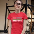 thumbnail image 3 of Tee Hunt Sheriff Distressed American Flag T-Shirt First Responders Patriotic Women's T-Shirt Tee, Red, Small, 3 of 5