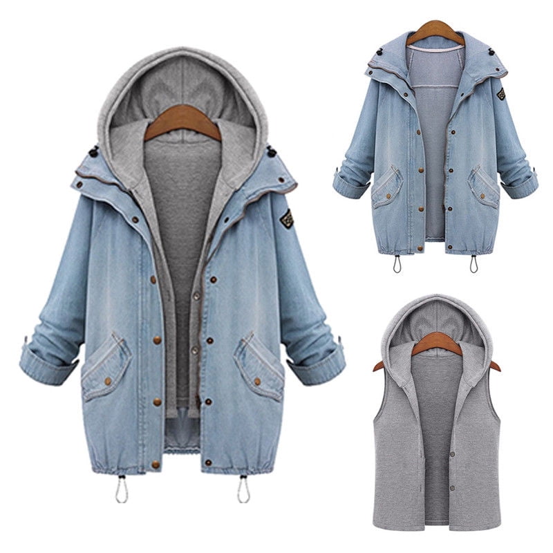 hooded denim shirt