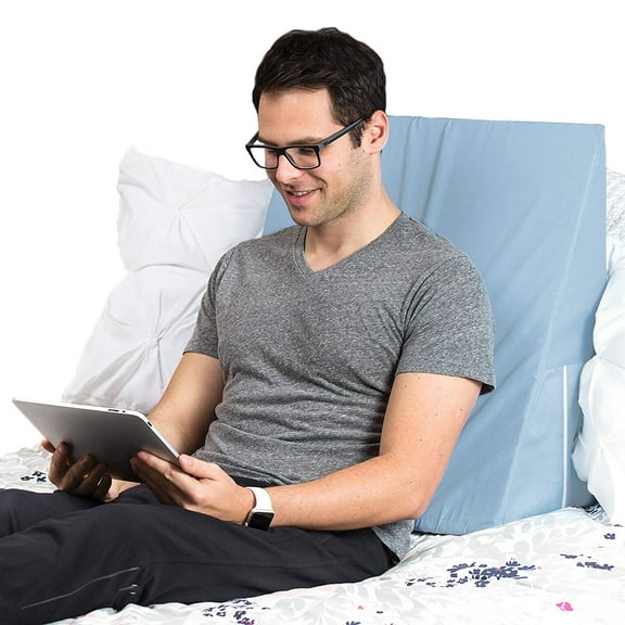 DMI Wedge Pillow to Support and Elevate Neck, Head and Back for Acid Reflux or Feet and Legs to Reduce Back Pain and Improve Circulation with Removable Cover, 10x24x24, Blue