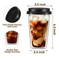thumbnail image 5 of 2 Piece 12oz Double Glass Coffee Mugs with Silicone Lid,Drinking Insulated Coffee Cups with Lid,clear,Dishwasher Safe Reusable, 5 of 10