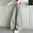 thumbnail image 2 of WUANDIXFA Girls Baggy Jeans Girl's Bowknot Print Washed Jean High Waist Denim Pants Straight Leg Trousers with Pockets Back to School Clothes Grey,15-16 Years, 2 of 6