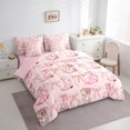 thumbnail image 3 of Homewish Pink Ribbon Bow 7-Piece Twin Bedding Sets,Rustic Cowgirl Boots Bedding Comforter Set,Pink Kawaii Bowtie Sheet Sets For Girls,Breathable Home Decor Reversible, 3 of 8