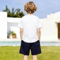 thumbnail image 5 of CUZIBR Boys Baby Toddler Summer Cargo Shorts Casual Cartoon Print Solid Color Multi Pockets Elastic Waist Wide Leg Baggy Short Pants Outdoor Cozy Summer Hiking Fishing Bermuda Shorts,Navy,5-6 Years, 5 of 7