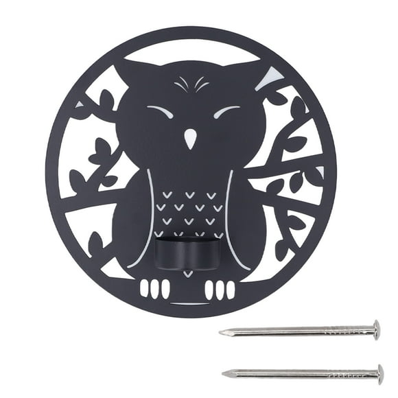 Jadeshay Chandelier Suspendu Bougeoir Fer Style Rétro Bougeoir Mural Innovant pour Décorations Murales Maison Noir(Owl)
