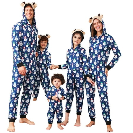 

Elainilye Fashion Matching Family Christmas Pajamas Sets Pjs Homewear Sleepwear Christmas Cute Fawn Print Romper Family Parent-child Wear Pajamas Set Blue