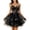 Black, variant on Elegant Womens Tutu Short Dresses Solid Color Halter Spaghetti Strap Fitted Lace Layered Sequined Bow Detail Party Event