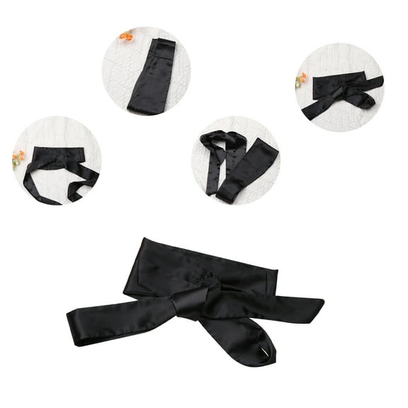 LEORX Women Silk Bow Belt Formal Events 1Set Black Wide Ribbon