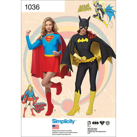 Simplicity Misses' Size 6-14 Supergirl & Batgirl Costumes Pattern, 1 Each