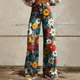 thumbnail image 2 of Flmaly vacation outfits for women High Waistband Women's Vintage Flower Print Casual Wide Leg Pants Vacation Outfits, 2 of 4