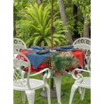 thumbnail image 2 of Outdoor Tablecloth with Umbrella Hole and Zipper, Christmas Round Table Cloth 60 Inch Waterproof Tablecloth, Red Cardinal Bird Poinsettia Pine Needles Plaid Picnic Table Cover for Patio Camping, 2 of 7