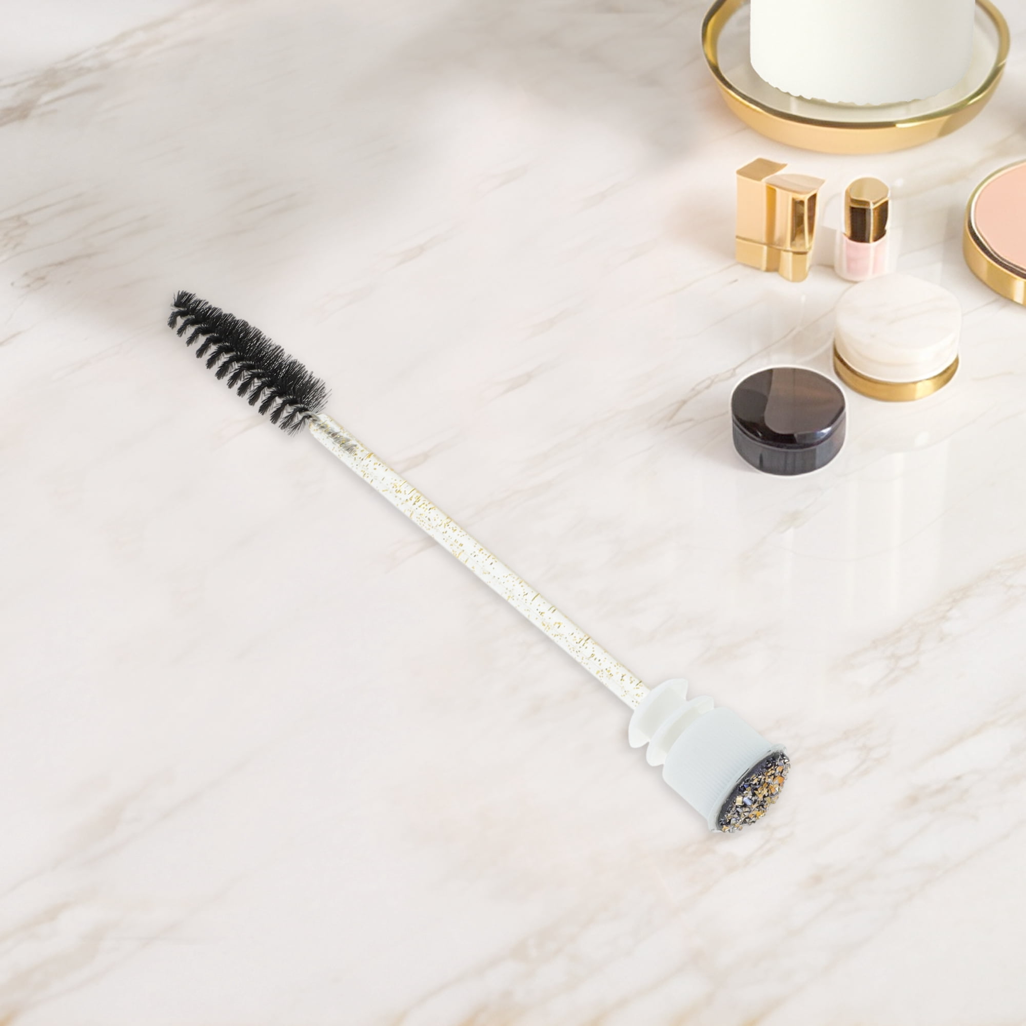 Unique Bargains 1 Pc Soft Reusable Eyelash Brush for Vacation in Tube Rose Gold Tone
