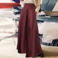 thumbnail image 4 of Joernso Women High Waist Maxi Skirt A-Line Plaid Print Oversized Women Spring Skirt Floor Length Large Hem Skirt, 4 of 8