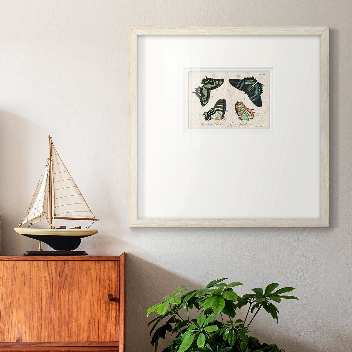 Crackled Butterflies IIIPremium Framed Print