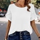 thumbnail image 2 of Gibobby Casual Playera de Manga Corta para Mujer Camiseta manga corta doble capa color sólido verano para mujer(Blanco,G), 2 of 5