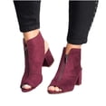 thumbnail image 4 of Sandalias de tacón grueso con boca de pez en la parte delantera de color liso para mujer, zapatos de tacón alto Wmkox8yii hfjk416, 4 of 5