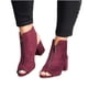 thumbnail image 4 of Sandalias de tacón grueso con boca de pez en la parte delantera de color liso para mujer, zapatos de tacón alto Wmkox8yii hfjk417, 4 of 5