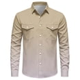 thumbnail image 4 of LYSMORA Mens Lapel Long Sleeve Western Cowboy Button Down Shirt Dual Snap Chest Pockets Solid Woven Casual Shirt, 4 of 8