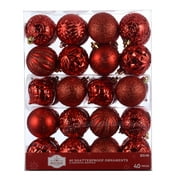 Holiday Time 60 mm Christmas Shatterproof Ornaments, Brilliant Red, 40-Count