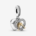 thumbnail image 2 of Colgante Pandora de dos tonos con forma de feliz aniversario, momentos compatibles, joyas para mujer, regalo para mujer, plata de ley, oro y circonitas cúbicas, con caja de regalo, 2 of 5