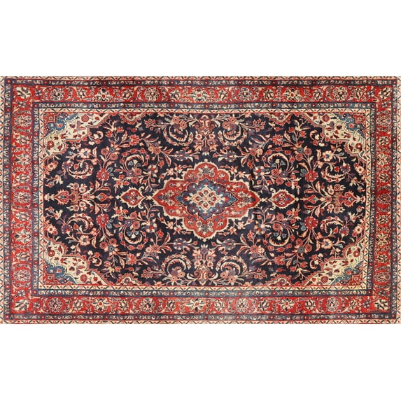 Ahgly Company Indoor Rectangle Traditional Saffron Red Medallion Area Rugs, Swatch Sample
