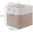 thumbnail image 3 of 11 x 11 x 11 Inch Cube Storage Bins, 6 Pack Large Collapsible Fabric Storage Cubes with Rope Handles, Foldable Organizer Bins for Clothes, Toys & Closet Storage, White & Beige, 3 of 7