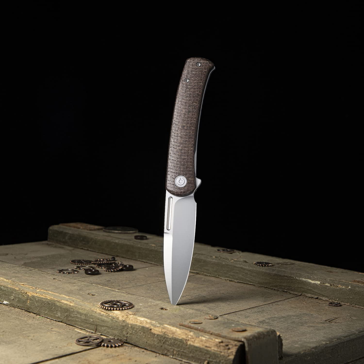 CIVIVI Cetos Frame Lock 14C28N Stainless Steel & Brown Micarta Pocket Knife  C21025B-1