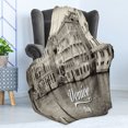 thumbnail image 4 of Venice Soft Flannel Fleece Throw Blanket, Old Photo of Venice Italian City Vintage Filter Effect and Lettering History Memory, Cozy Plush for Indoor and Outdoor Use, 60" x 80", Eggshell, by Ambesonne, 4 of 5