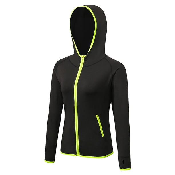 TFixol - Abrigo deportivo con capucha para mujer, manga larga, bolsillo con cremallera, elástico, rápido