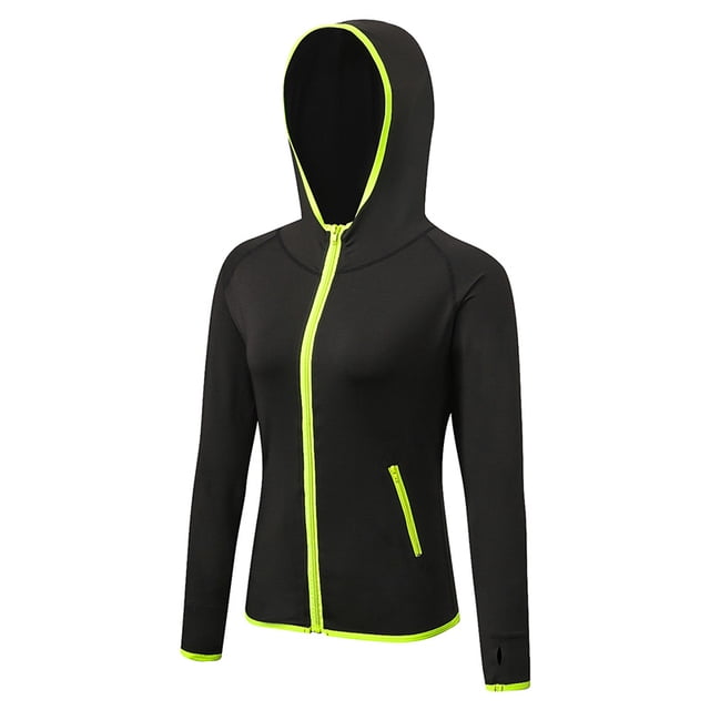 TFixol - Abrigo deportivo con capucha para mujer, manga larga, bolsillo con cremallera, elástico, rápido