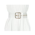 thumbnail image 4 of INSPIRE CHIC Women's Grommet Clear Transparent Pin Buckle Wide Waist Belts 75-95cm/29.53-37.40" Gold Square Buckle, 4 of 4