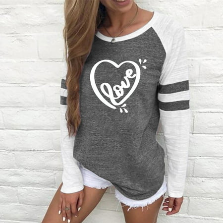 MIARHB Women Plus Size Printing Stripe Round Neck Long Sleeve Casual Blouse going out tops for women