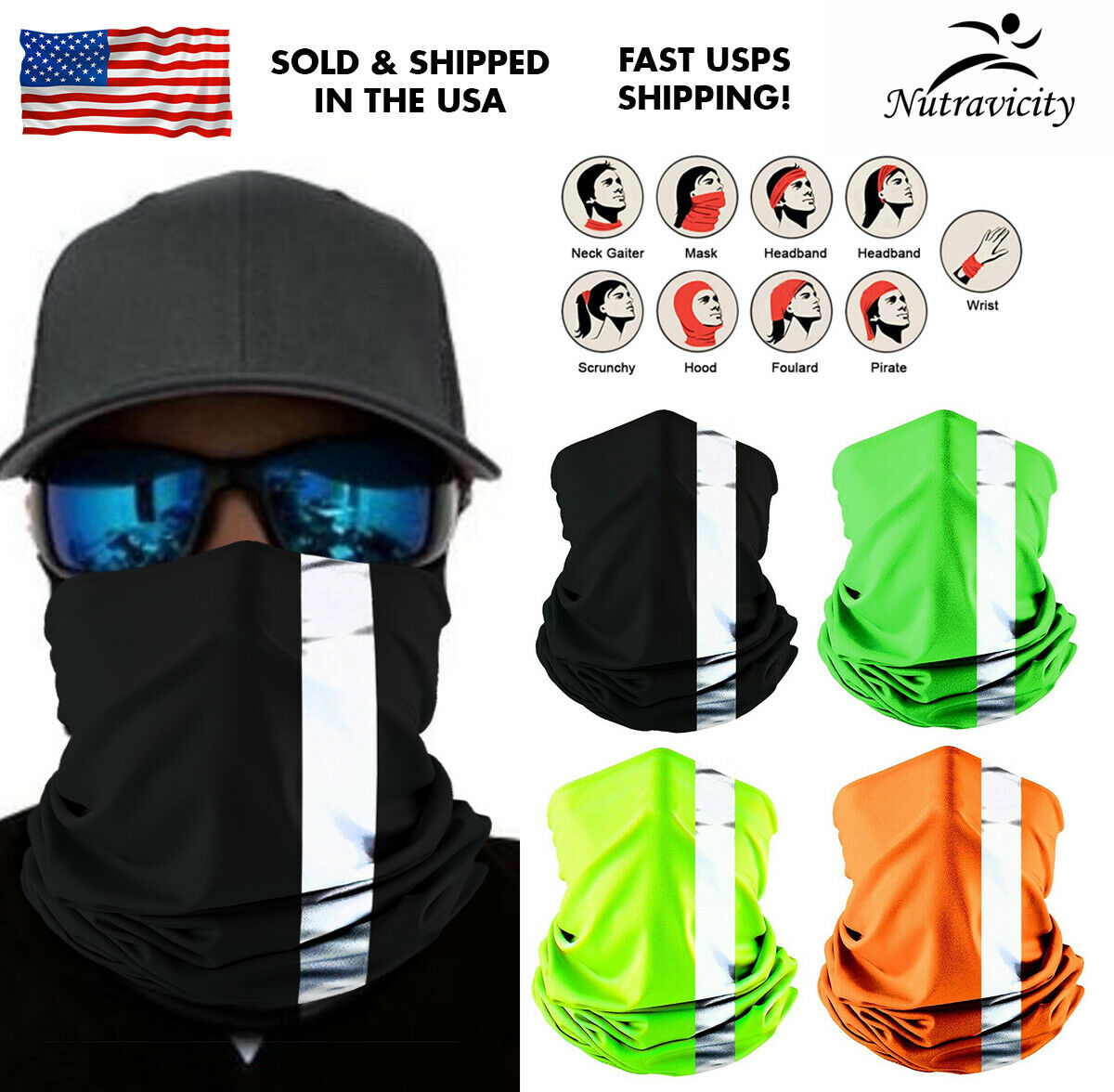Reflective Face Balaclava Scarf Neck Fishing Shield Sun Gaiter Headwear Mask - image 2 of 7