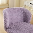 thumbnail image 3 of PORKISS Vanity Chair with Back, Home Office Chair, Ergonomic Home Desk Chair with Artificial Alpaca Wool Fabric, Adjustable Swivel Task Computer Chair with Wheels, Violet #2, 3 of 11