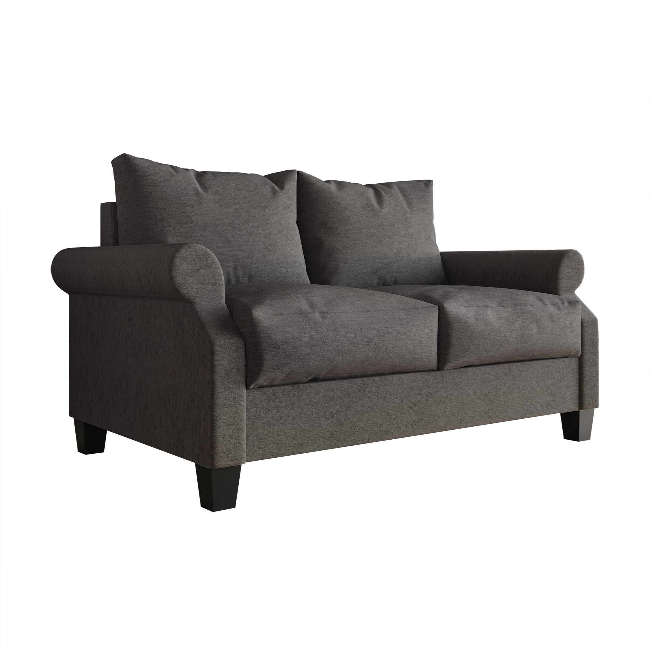 Castle Place Linen Upholstered Loveseats, Dark Gray