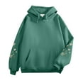 thumbnail image 3 of Womens Hoodies Y2k Long Sleeve Floral Print Hooded Sweatshirt Lightweight Fashion Casual Winter Warn Pullover Tops, 3 of 3